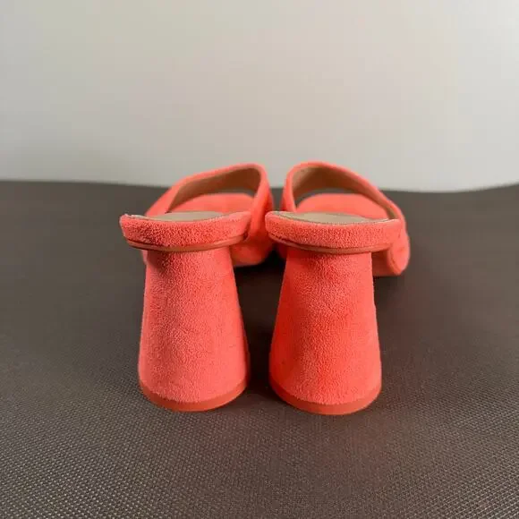 Jess Lea Daisy Rounded Blocked Heels Sandals Coral Open Toe Slip On Womens Sz 10 - Picture 8 of 8